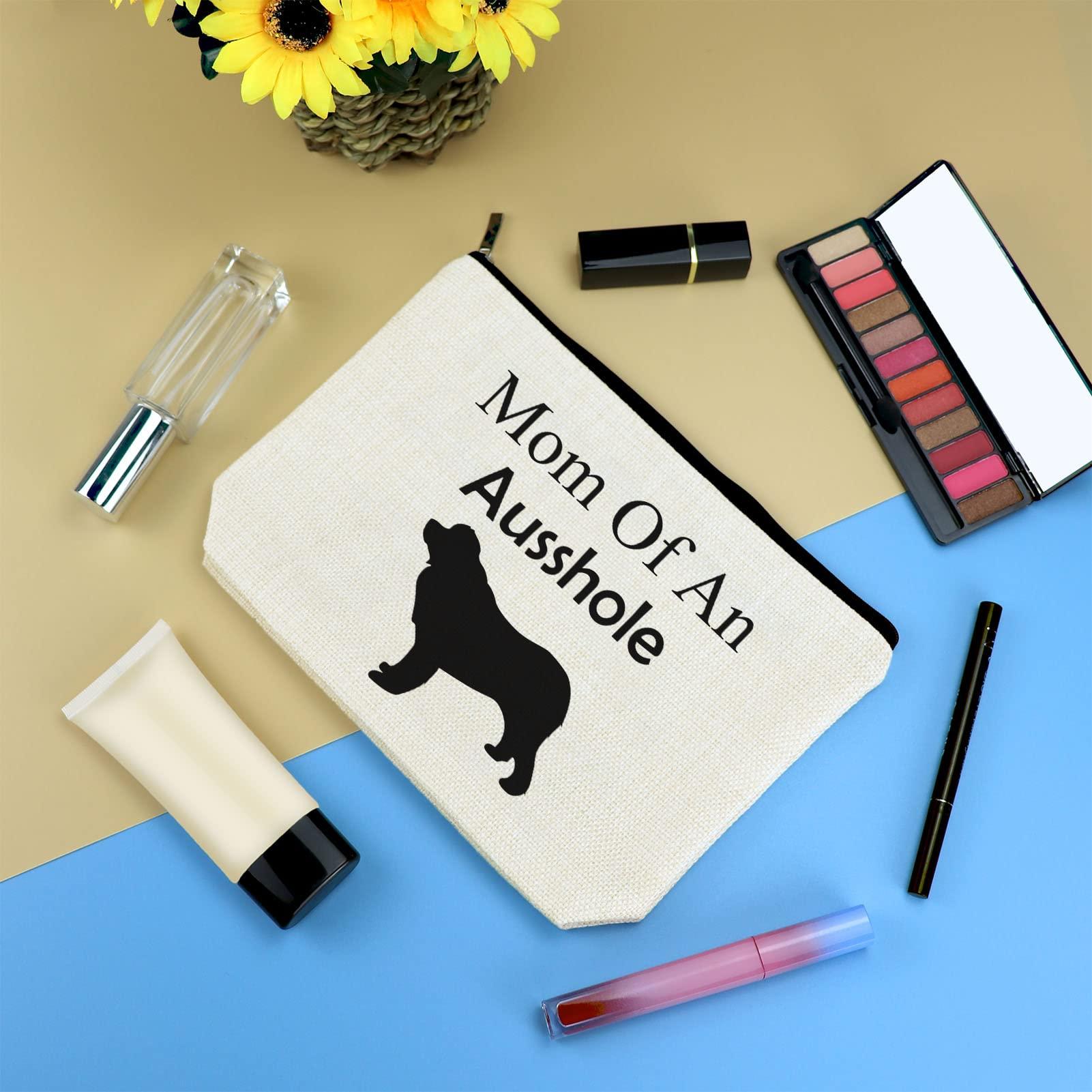 Mikela Australian Shepherd Gift Aussie Lover Gift Makeup Bag for Women Dog Mom Dog Owner Gift Cosmetics Bag Aussie Dog Mom Gifts Mother\'s Day Christmas Birthday Gift for Australian Shepherd Owner Travel Bag