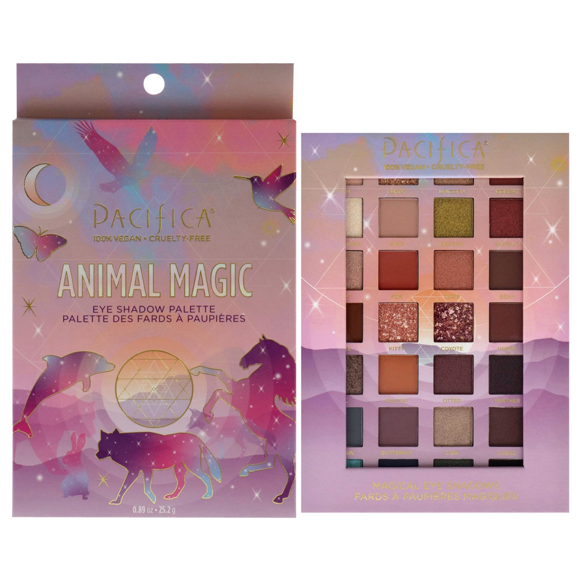 Pacifica Pacifica Eyeshadow Palette  Animal Magic with Colorful Blendable Shades, Highly Pigmented Mineral Eyeshadow, Talc-Free, Vegan & Cruelty-Free, 0.89 oz (28 Shades)