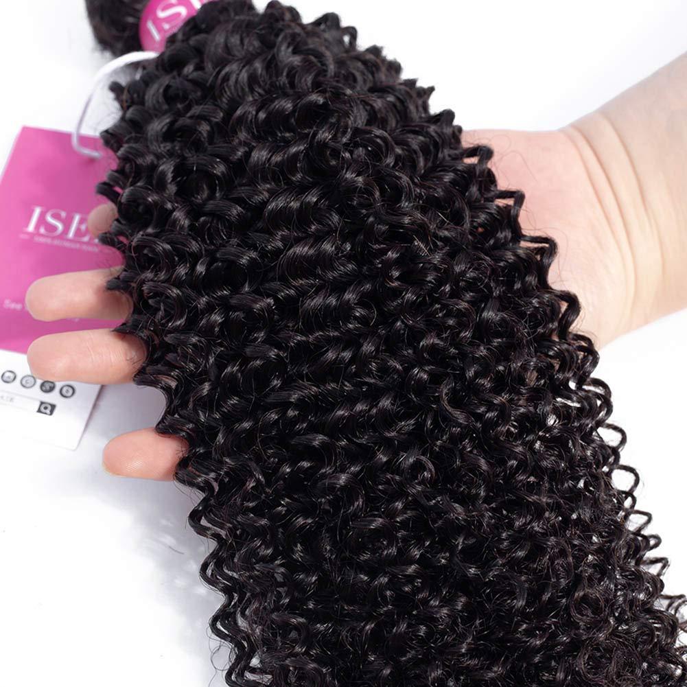 ISEE ISEE Hair Virgin Malaysian Deep Curly Jerry Curly Human Hair 3 Bundles,100% Unprocessed Human Curly Hair Extensions Natural Black Can Be Dyed (24/24/24 Inch)