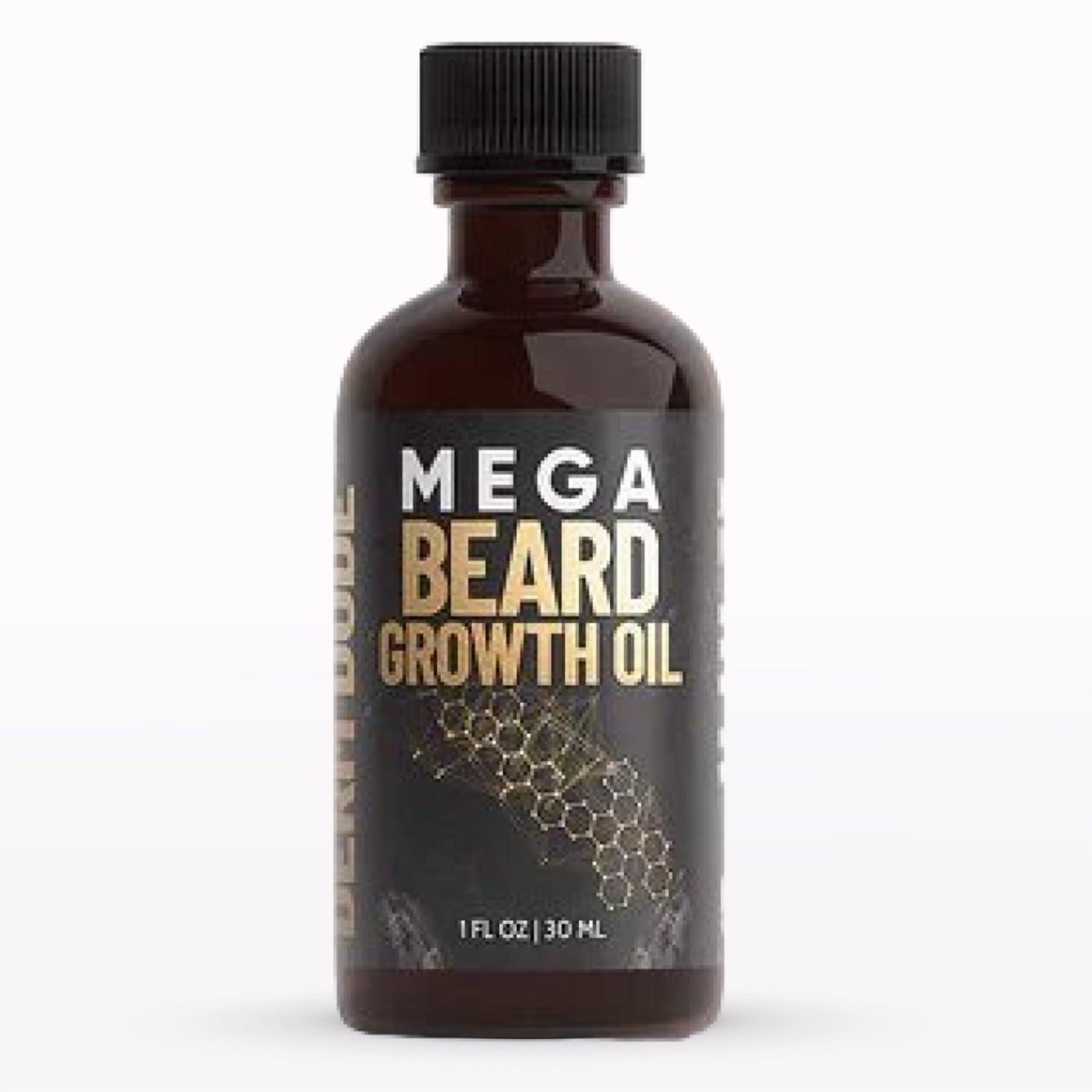 Derm Dude Derm Dude Mega Beard Growth Oil for Men | Formulated with Castor Oil & Jojoba Oil for Hair Growth | Promotes Thicker, Fuller Beard, Hydrates & Softens Facial Hair, Non-Greasy Grooming Treatment - 1 oz
