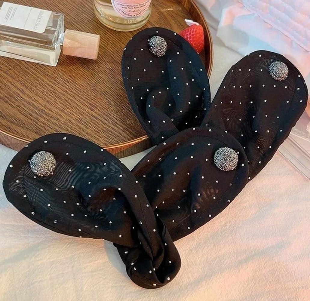 TUPSYBL TUPSYBL Shining Rhinestone Hair Bun Maker Magic Donut Hair Bun Maker Hair Twist Curler Large Buns Shaper Flexible Reusable Bun Lazy Hair Curler French Hairstyle Twist Bun Styler Maker(Black)