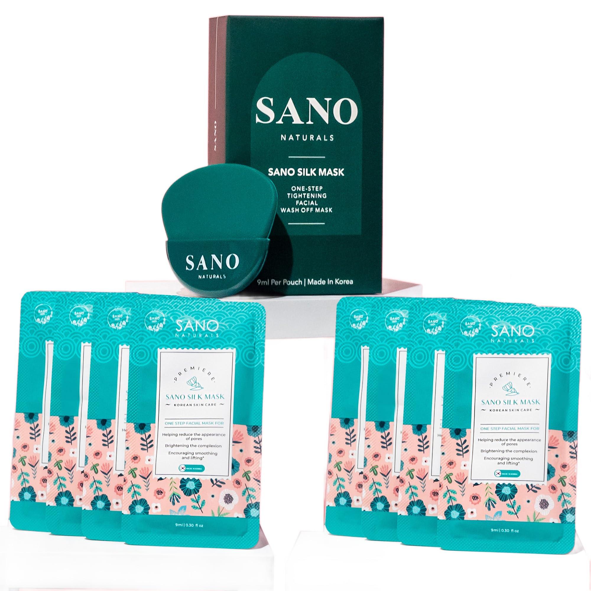 Sano Skin Vegan Zombie Mask Sano Silk Mask by Sano Naturals - Dermatologist Tested Viral One Step Korean Face Mask Skin Care for Glass Skin, Helps Reduce Large Pores, Anti Aging and Tightening - Pack of 8