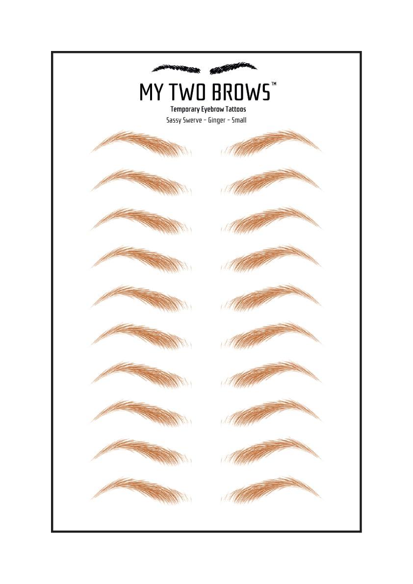 My Two Brows (10 pairs) Ginger Temporary Eyebrow Tattoo - Small Size - Waterproof & Smudgeproof - Sassy Swerve Style Eyebrow Stickers - Sheet Lasts up to 30 Days - Won't Work on Existing Brows