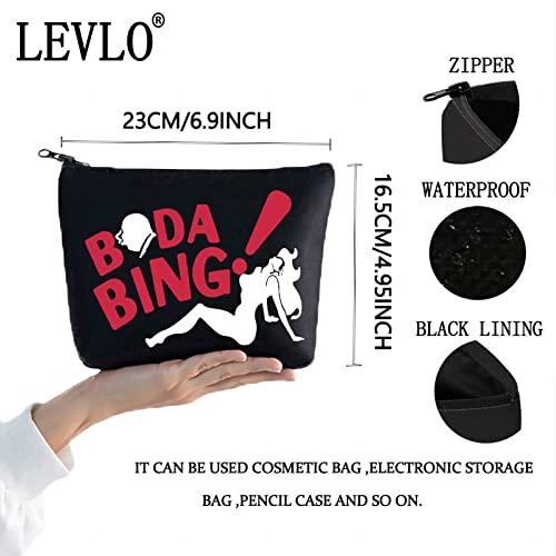 LEVLO LEVLO Sopranos TV Show Cosmetic Make Up Bag Tony and Carmela FansGift Bada Bing Sopranos Makeup Zipper Pouch Bag For Friend Family (Bada Bing Black)