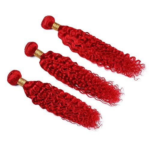 Tony beauty hair Tony Beauty Hair Deep Wave Wavy Virgin Brazilian Human Hair Bright Red Weave Bundles 3/4Pcs Lot Colored Red Deep Curly Wave Human Hair Extensions Double Weft 10-30" Tangle Free (14 14 14)