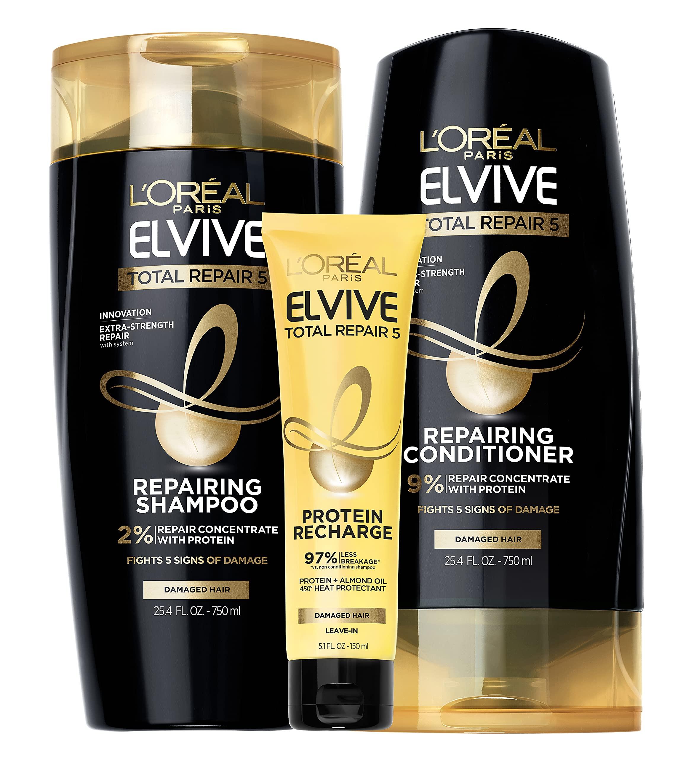 L'Oreal Paris L'Oreal Paris Elvive TR5 Repairing Shampoo, Conditioner and Protein Recharge, Total Repair 5, 1 Count
