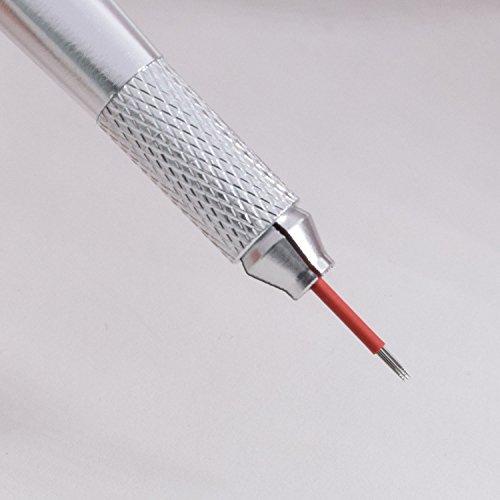 boermeize Makeup Pen Microblading Tool Stainless Steel Eyebrow Microblading Pen with Manual Tattoo Pen and 7RL Round Needle 20pcs for Tattoo Eyebrow Lip Eyeline