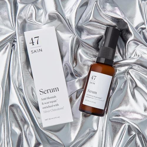 47 Skin 47 Skin Hydrating Face Serum for Clearing Acne & Scars, Anti-Blemish & Scar Repair Serum Skincare Treatment with Silver Chitoderm - Smooth Skin Moisturiser Facecare Serum for All Skin Types (1.01 oz)
