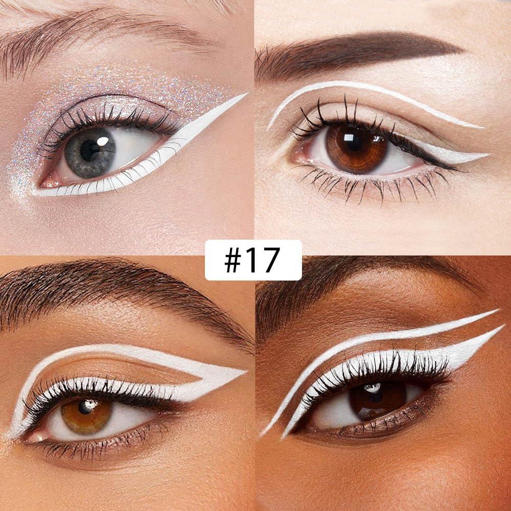 evpct evpct 1Pcs White Liquid Eyeliner Makeup Waterproof White Eye Liners for Women, Eyes Wing Eyeliner Stamps Shapes Colored Eyeliner delineador de ojos a prueba de agua contra el agua blanco para ojos