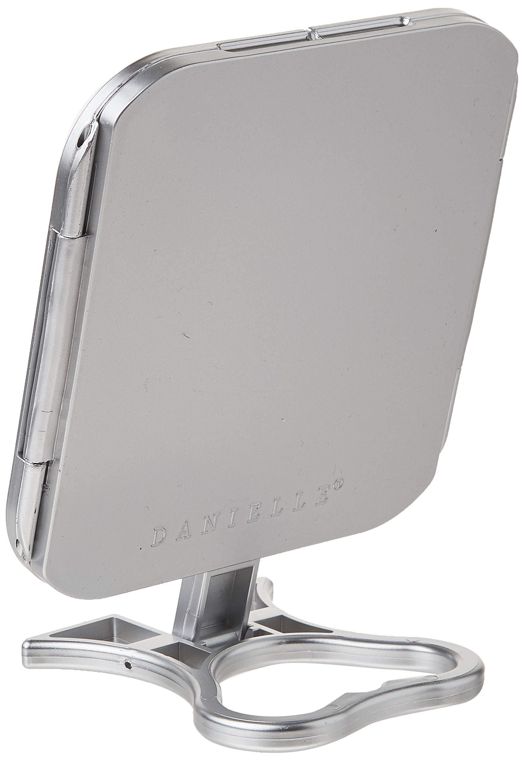 Danielle Danielle Creations 3-Way Foldable Travel Makeup Mirror with Built in Stand and Handle, Silver (Pack of 2)