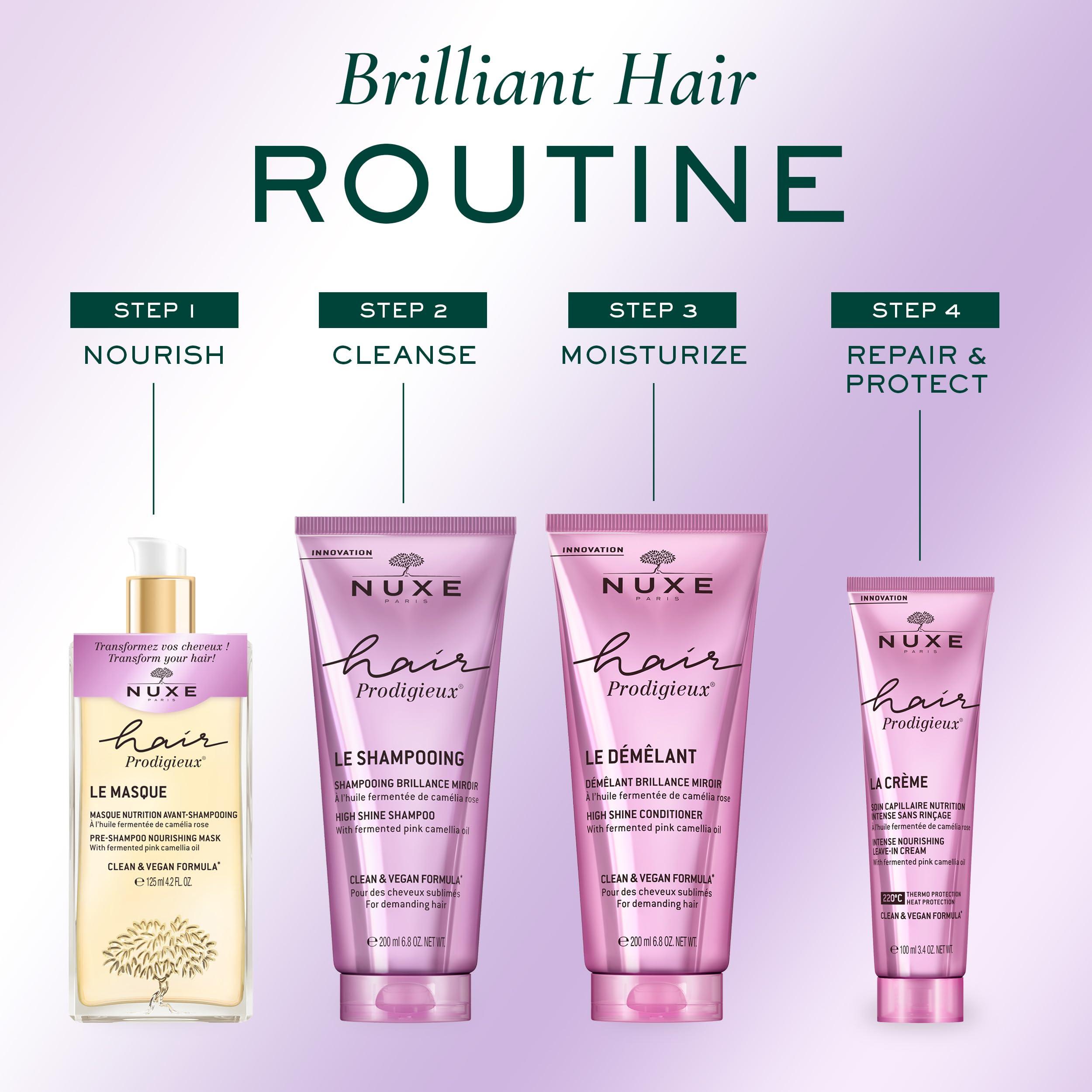 NUXE NUXE Hair Prodigieux Pre-Shampoo Nourishing Mask. Intense Repair & Shine Treatment with Jojoba and Argan Oil, Silicon Free, 4.2 Fl Oz