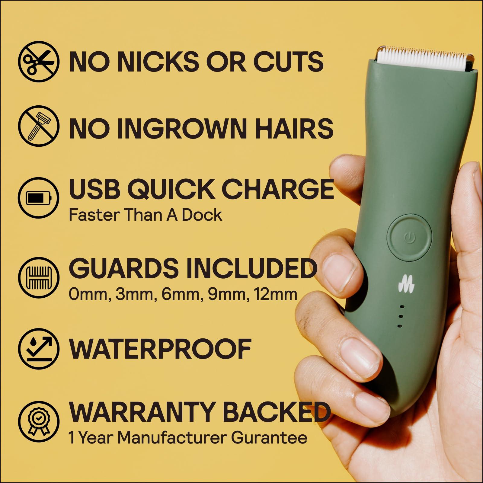 MERIDIAN MERIDIAN Body Hair Trimmer for Men Balls, Bikini Trimmer and Hard Case - Sage