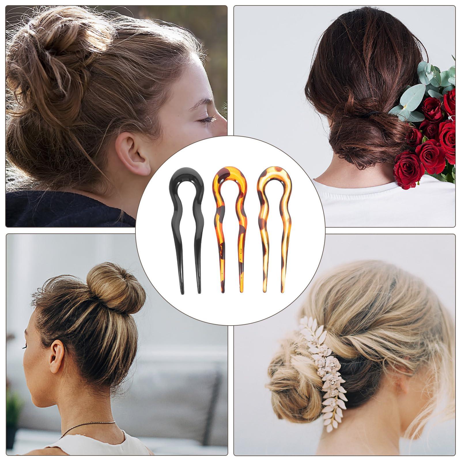 minkissy minkissy French Hair Pin for Buns U Shaped 3pcs Hair Forks French Hair Pins Vintage Hair Bun Sticks Chignon Pin Women Updo Hair Accessories