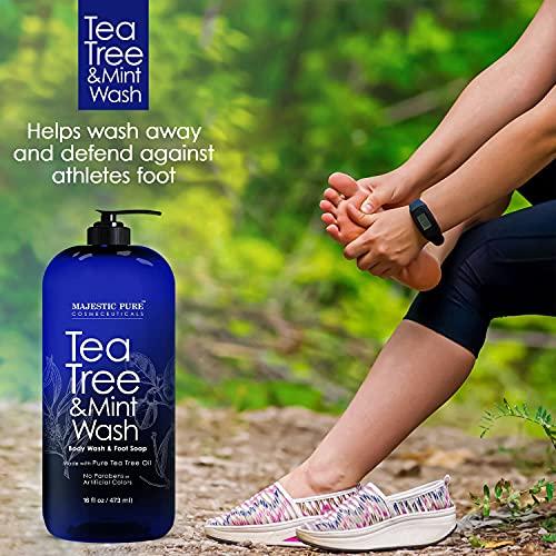 MAJESTIC PURE MAJESTIC PURE Tea Tree Oil Body Wash with Mint -Shower Gel Body Soap, Fights Body Odor, AthleteÍs Foot, Jock Itch, Ringworm & Skin Irritations for Women and Men - 16 fl oz