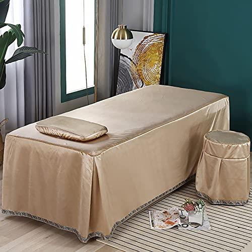 KKLT KKLT 4-piece Microfiber Massage Table Sheet Set,Spa Salon Bed Cover Solid Color Beauty Bedspreads for Body Physiotherapy Massage-Golden 190x75cm(75x30inch)