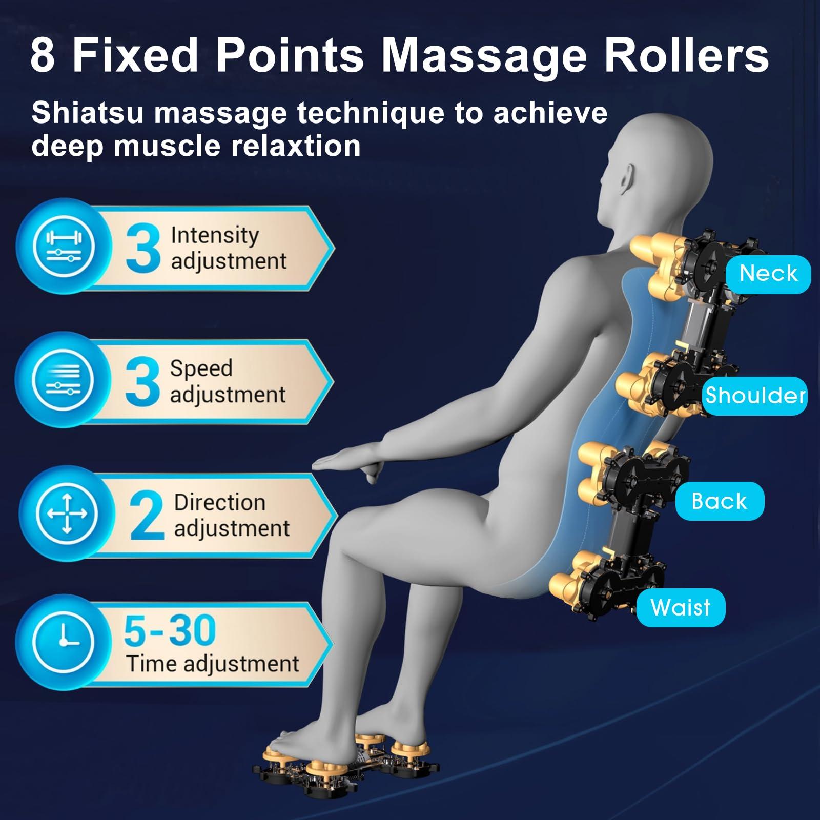 Artist hand Full Body Zero Gravity Shiatsu Massage Chair with Adjustable Heat for Lower Back & Upper Legs, 5 Preset Automatic Massage Modes, Bluetooth Speakers, and Space-Saving Design Recliner