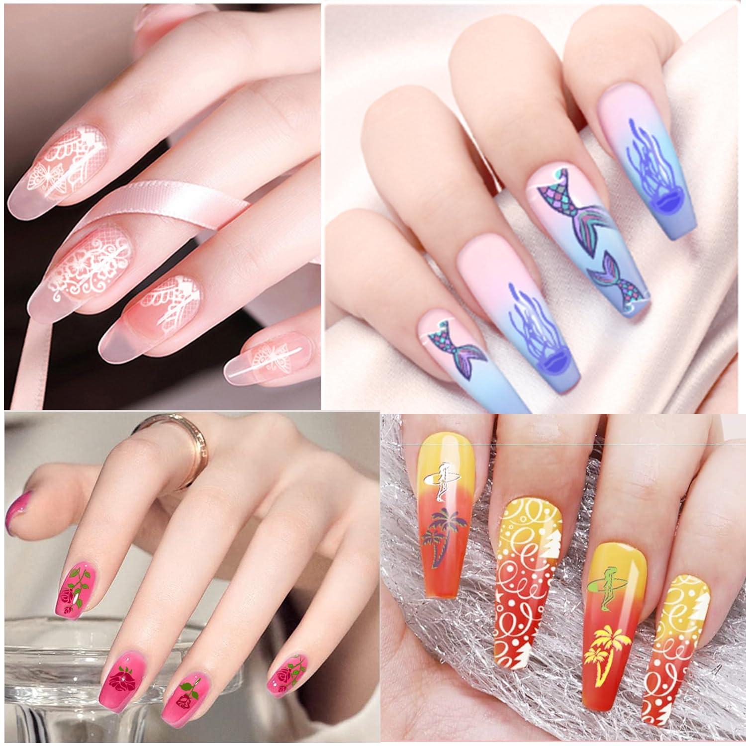 Biutee Biutee Nail Art Stamping Plate Set Nail Stamping Kit with Silicone Nail Stamper Flower Leaves Animal Lace Star Rose Holiday Design Nail Stamp Plate Valentine Nail Stamp Template