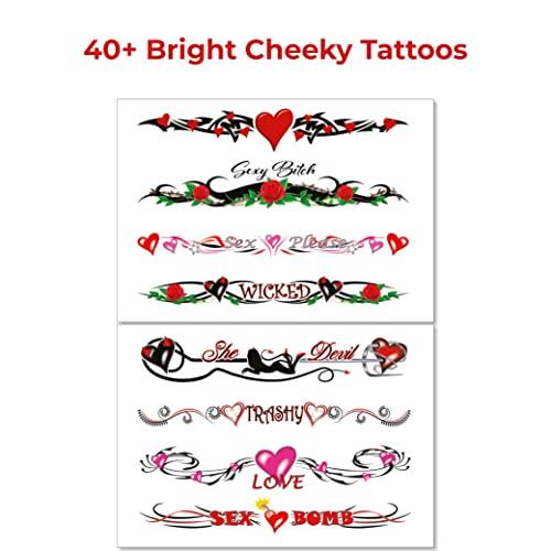 Sovereign-Gear 8 Large Sexy Naughty Temporary Tattoos for Women Ladies - Adult Fun for Lower Back Legs Arms Stomach