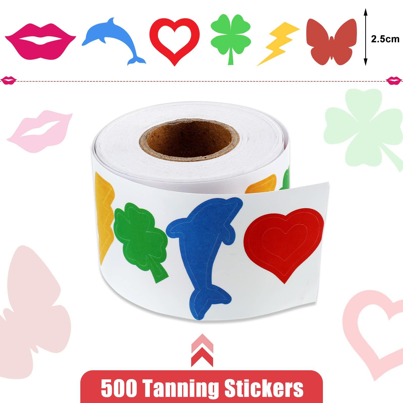 Crtiin Crtiin Roll of 500 Pieces Tanning Stickers for Body Sunbathing Tanning Bed Stickers Perforated Self Adhesive Body Decals for Suntan Outdoor Indoor Salon Supplies(Multi Pattern)