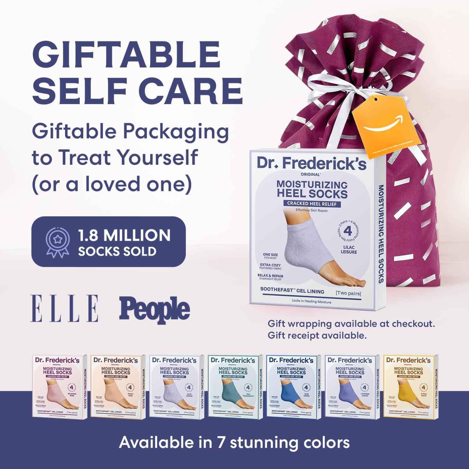 Dr. Frederick's Original Dr. Frederick's Original Moisturizing Fuzzy Heel Socks - 2 Pairs - Cozy Gel-Lined Sleep Socks for Women & Men - Soothes Dry, Cracked Feet - Heel Repair - Lilac Leisure