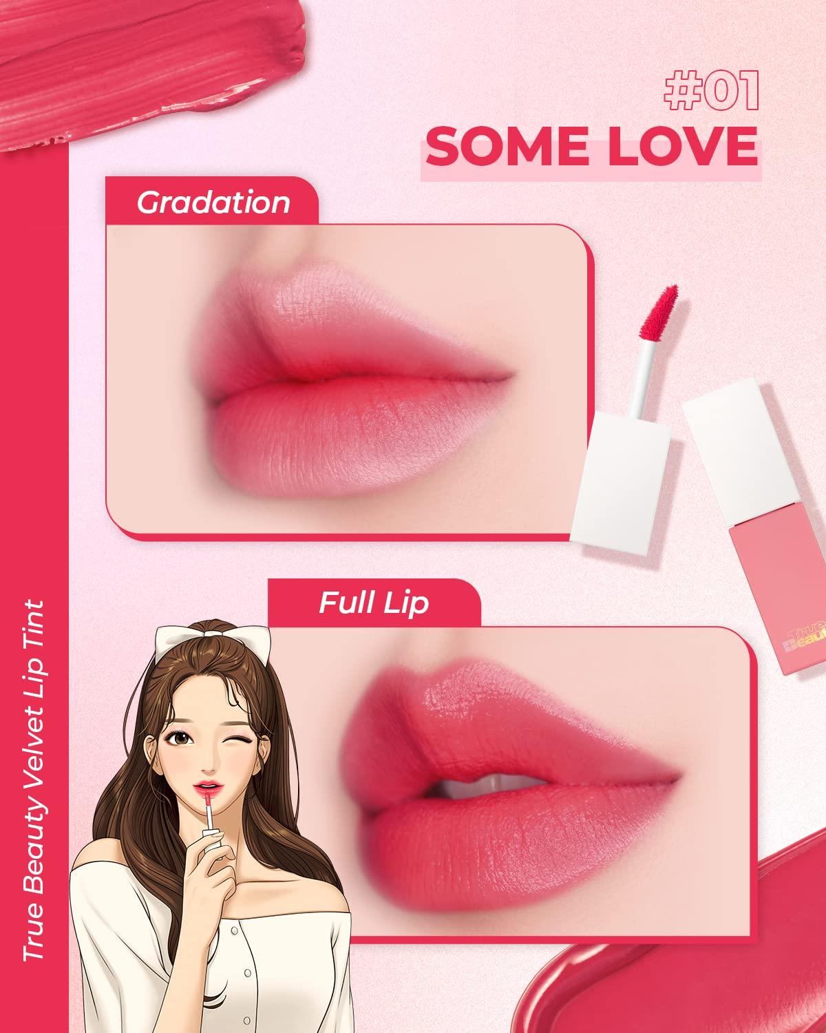 AMTS AMTS Webtoon True Beauty - 01 Some Love | Pink Lip Tint Stain | High Pigment Liquid Waterful Shine Non-Sticky Long-Wearing Long-Lasting | True Beauty Cute Pink Makeup