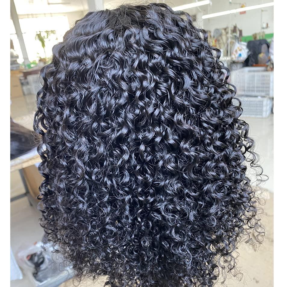 Young beauty Young beauty Curly Human Hair Wig With Bangs 100% Brazilian Human Hair Curly Wigs O Scalp Top Full Machine Made Wig for Black Women Loose Curly Wigs 180Density 20inch Natural Color