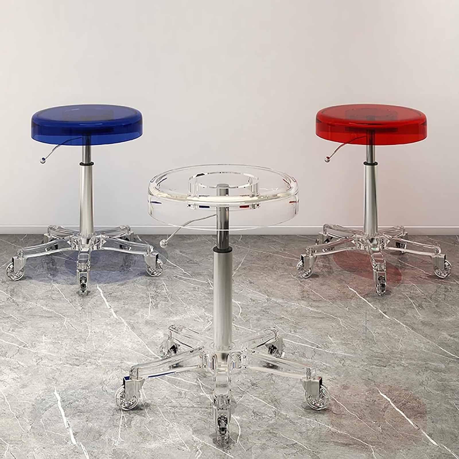 LOVEHOUGE N/A Adjustable Height Acrylic Rolling Salon Stool, 360Rolling with Wheels Salon Stool, for Work Office Massage Stools Task Chair,A,45~55cm