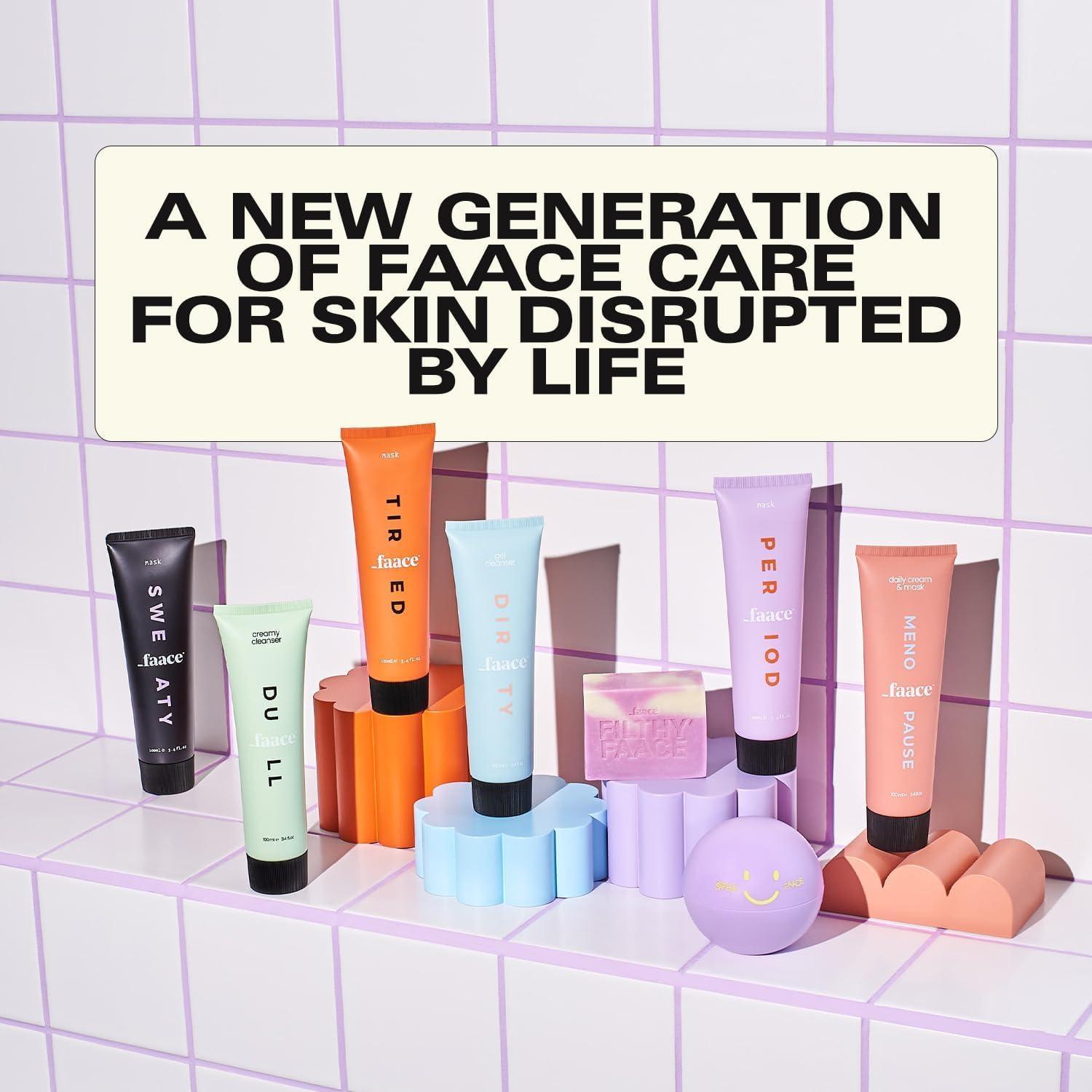 Faace Faace Sweaty Face Mask & Primer Restorative Cream Pore Minimizer, Moisturizes, Mattifies, Soothes Skin with Argan Oil, Aloe, Vitamin C & E, Bergamot, Patchouli, Lavender Organic & Vegan Skincare 3.4oz