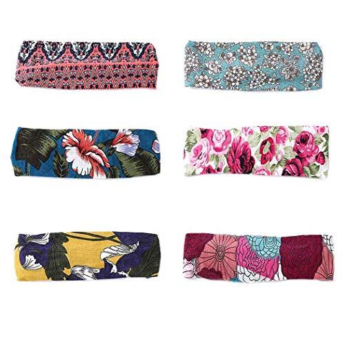 Bohend Bohend Boho Headband Wide Flower Boho Bandeau Headwear Travel Stretchy Cotton Elastic Yoga Athletic Hair Accessories for Women and Girls (B)