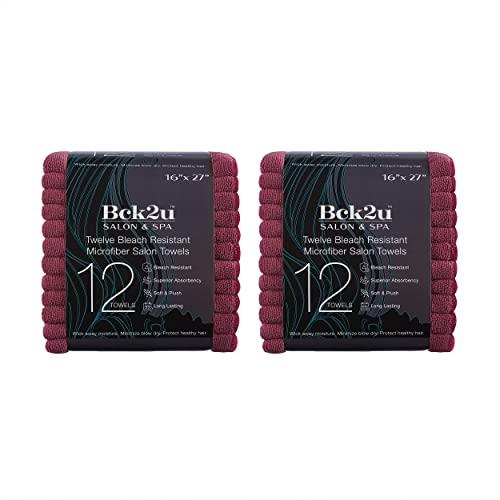 Arkwright LLC Arkwright Bleach Proof Salon Towels Bulk - (Pack of 24) Ultra Soft, Gentle Microfiber, Highly Absorbent & Quick Dry Spa Facial Towel for Hair Stylist, Nail Shop, and Esthetician, 16 x 27 in, Burgundy
