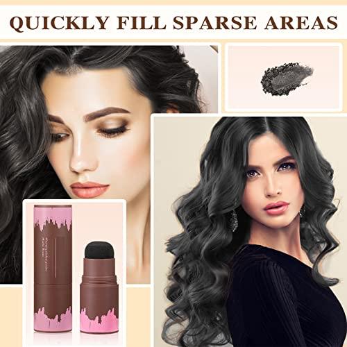 Fusang Hairline Powder Stick,Waterproof Hair Filler Powder for Women,Easy to Use,Pigmented Long Lasting Hair Shading Sponge Pen Root Hair Touch Cover Up Hair-line Shadow Makeup Powder(Black)