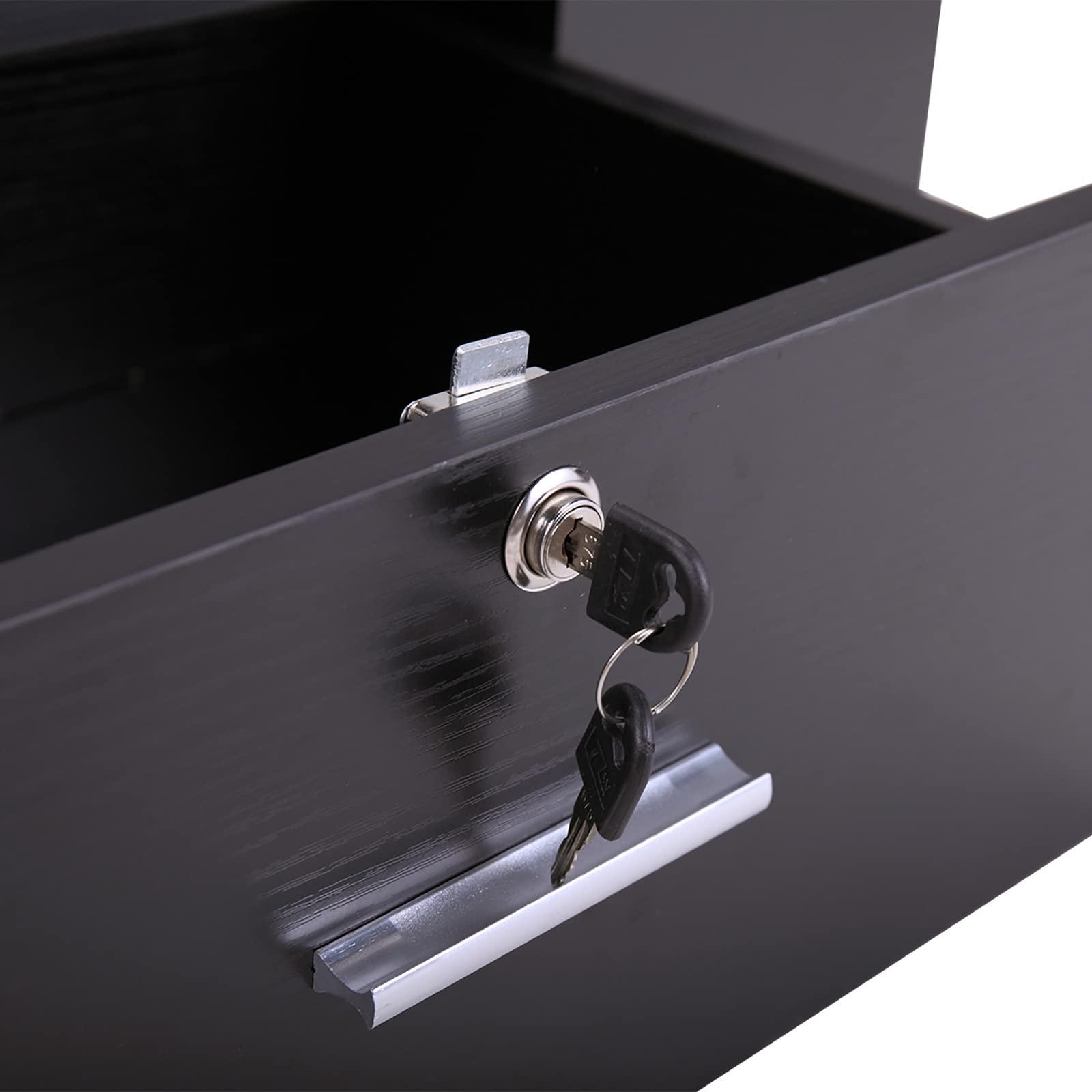 Generic Generic Classic Wall-Mounted Styling Station with Drawer and Tool Holes, Vanity Table, Dressing Table, Equipment for Barber Beauty Spa Salon Shops, Black