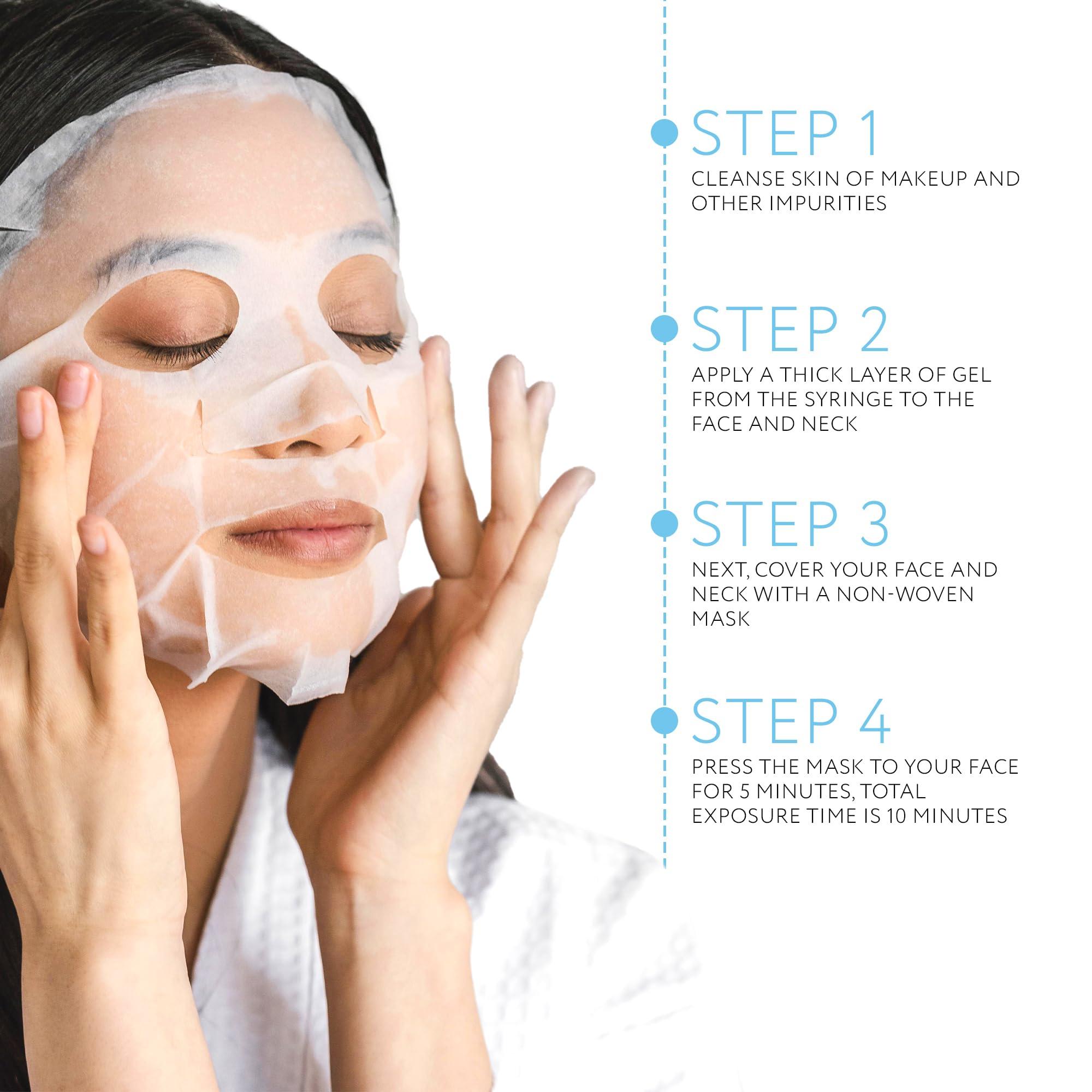 NSC Name Skin Care Korean Carboxy CO2 Therapy Face & Neck Mask Set of 5 - Hydrating Oxygen Carboxytherapy Skincare Sheet Masks - Moisturizing Anti Aging Pore Tightening Brightening Facial Treatment Gel