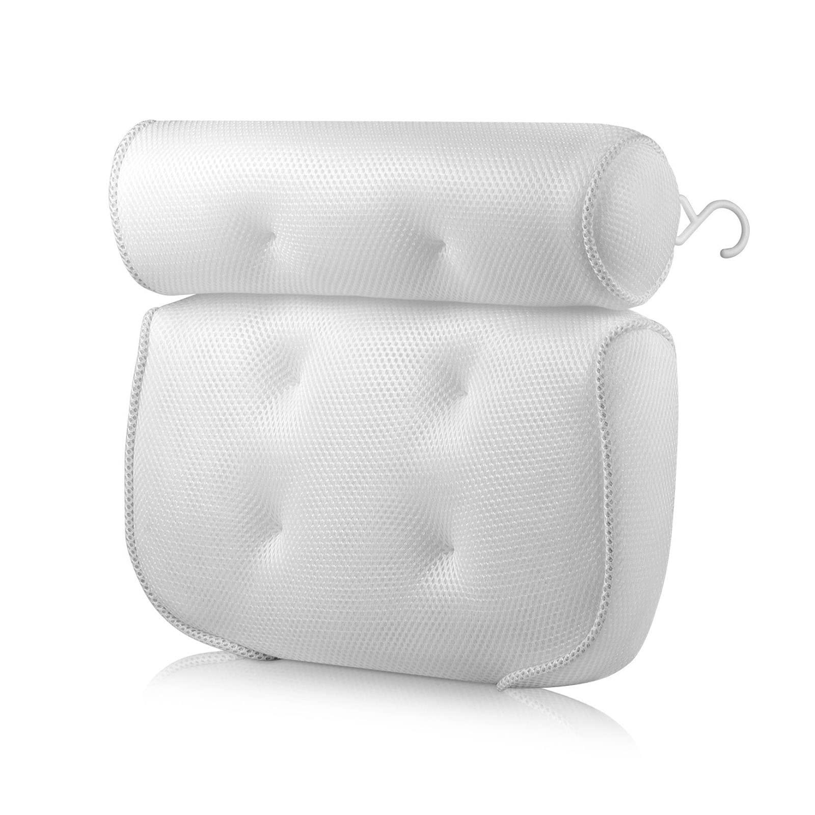 BINGWANG BINGWANG Bath Pillow Bath Spa Pillow, Non-Slip 6 Large Suction Cups, Super Thick, Can Perfectly Support The Head, Neck, Back and Shoulders, Suitable for All Bathtubs, Hot Tubs, Massage Bathtubs-White