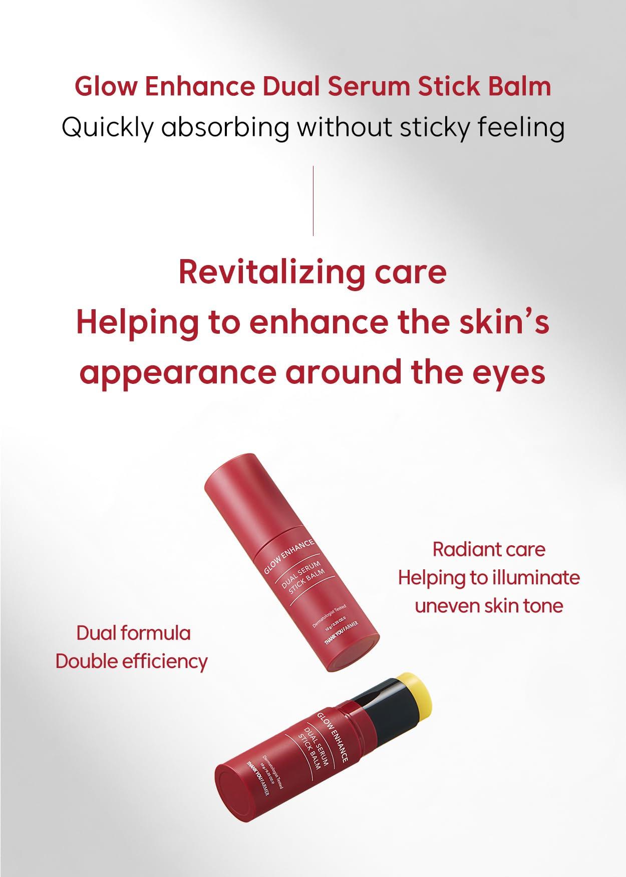 THANKYOU FARMER THANKYOU FARMER Glow Enhance Dual Serum Stick Balm - Korean Eye Cream for Face, Crows Feet Eye Treatment Fine Lines Lifting 0.35oz