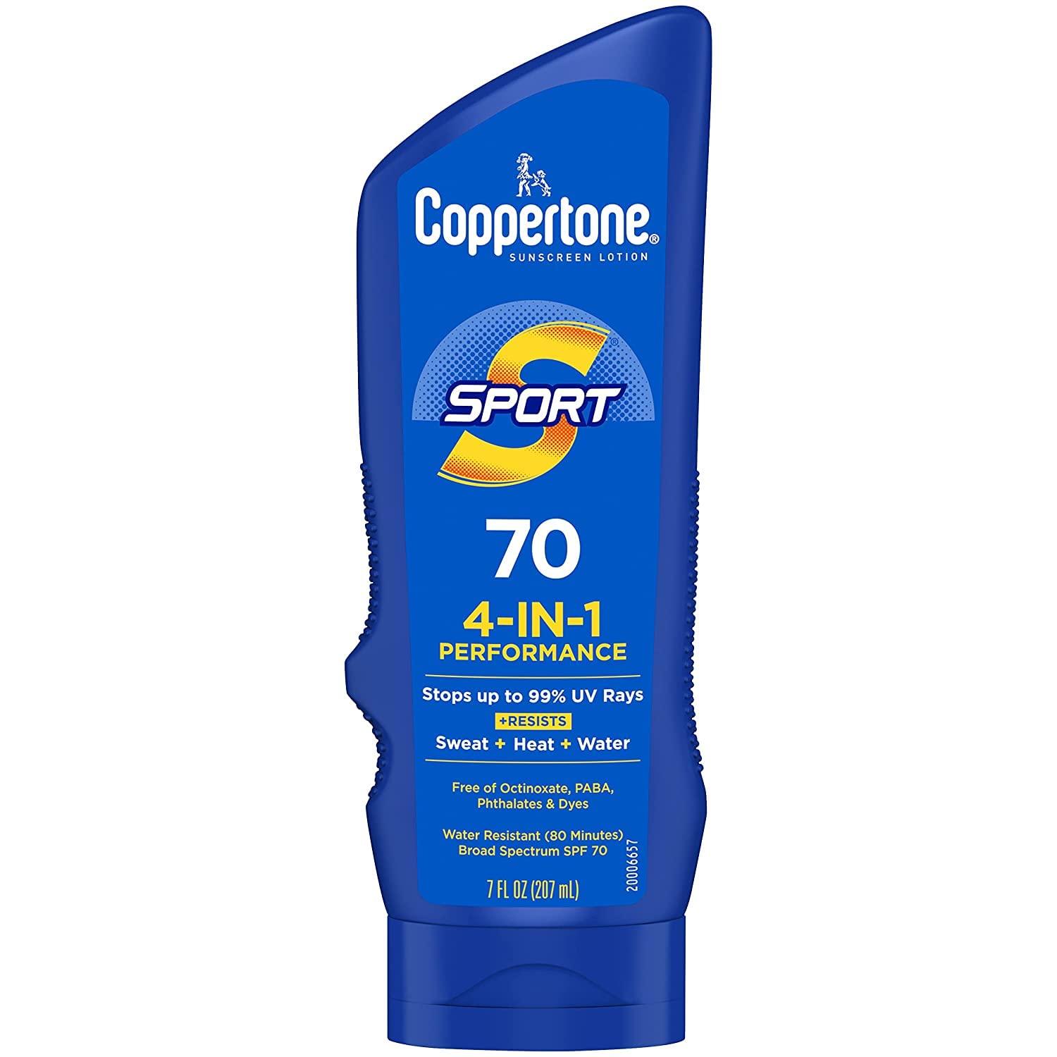 Coppertone Coppertone Sunscreen Sport SPF 70, 4 in 1 Performance, 80 Minute Water Resistant, 7 fl oz (Pack of 3)