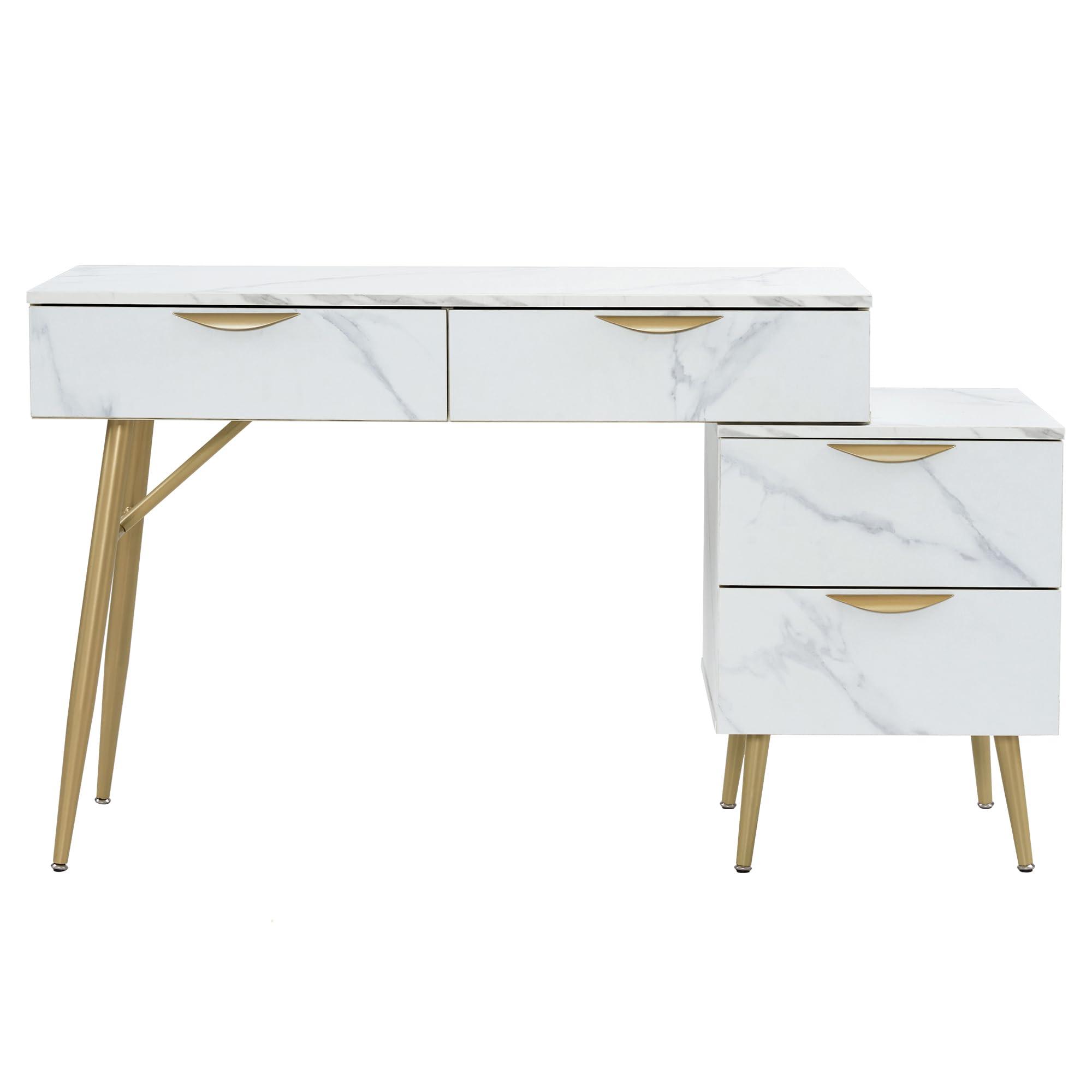 BarberPub BarberPub Salon Spa Station for Hair Stylist, Barber Station with Metal Support Legs and Golden Handles, Wall Mount Styling Cabinet, Beauty Storage Organizer 3174 (White)