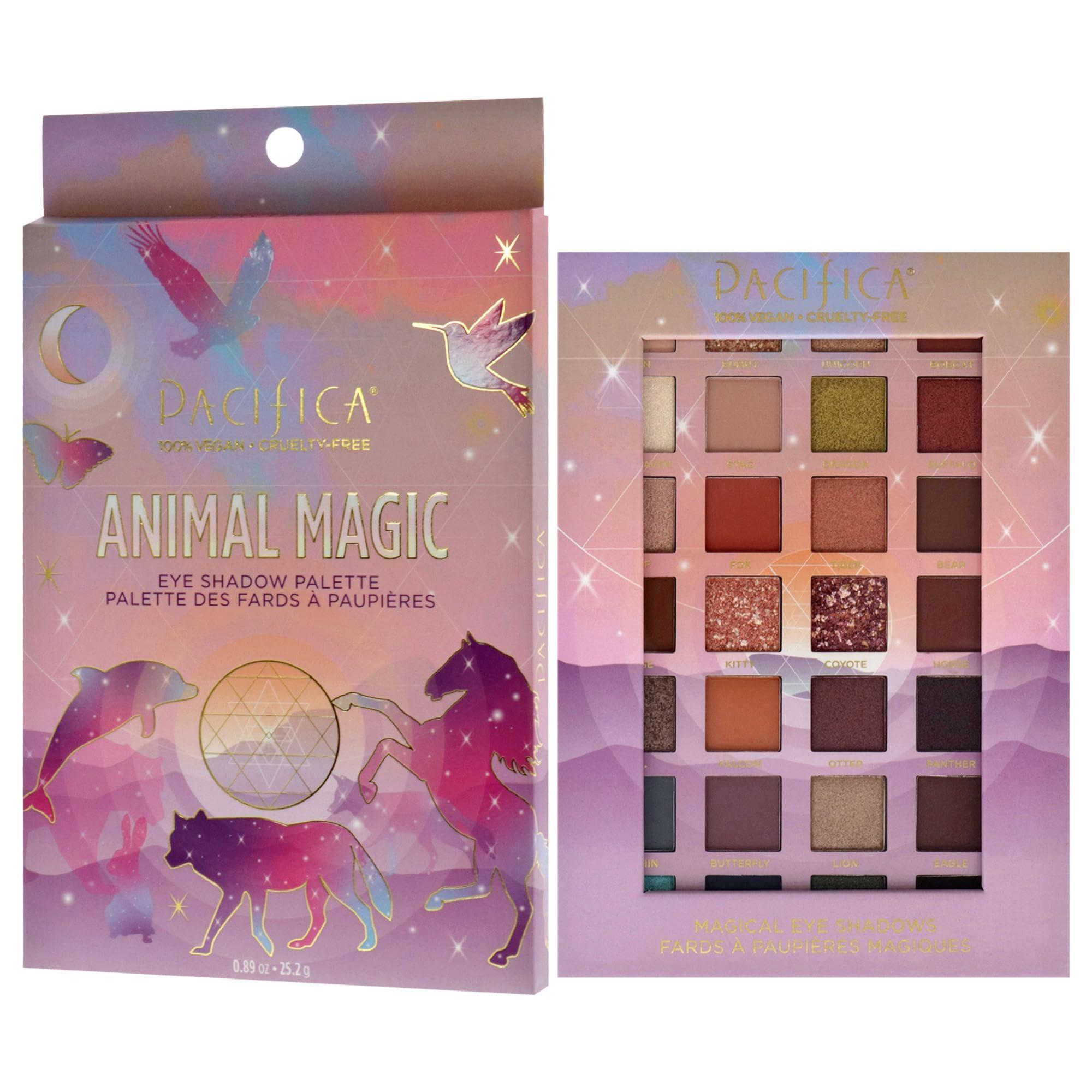 Pacifica Pacifica Eyeshadow Palette  Animal Magic with Colorful Blendable Shades, Highly Pigmented Mineral Eyeshadow, Talc-Free, Vegan & Cruelty-Free, 0.89 oz (28 Shades)