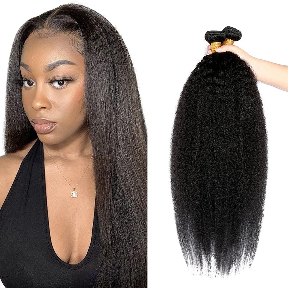 NiegMeag NiegMeag 26 26 26 Inch Yaki Straight Bundles Human Hair Brazilian Kinky Straight Human Hair 3 Bundles Yaki Hair Bundles Virgin Kinky Straight Human Hair Extensions Natural Black 300g