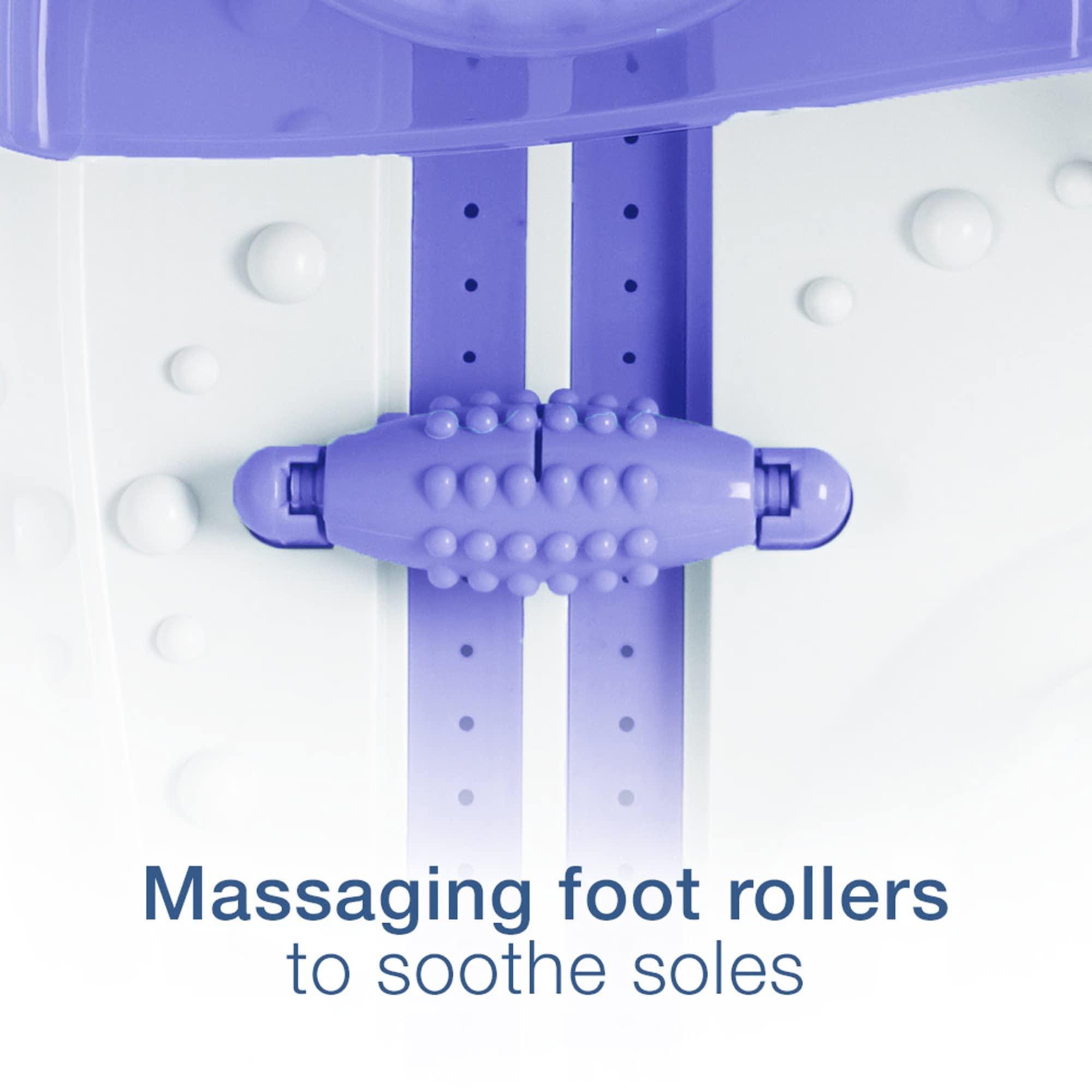 Conair Conair Waterfall Pedicure Foot Spa Bath with Blue LED Lights, Massaging Bubbles and Massage Rollers, Purple/White