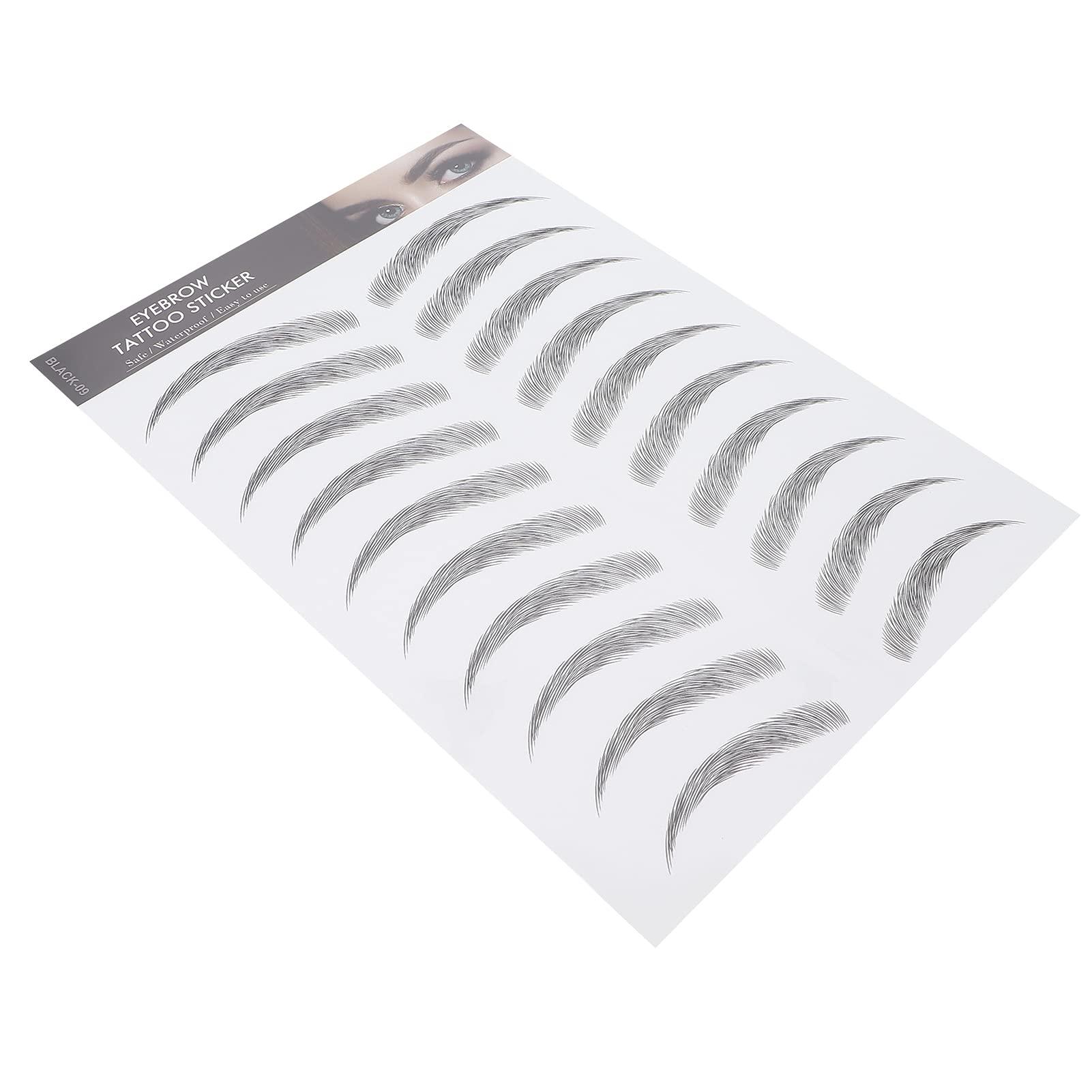 Brrnoo Eyebrow Sticker, Hair-Like Authentic Eyebrows, Long Lasting False Eyebrows Makeup Sticker for Women Girls(BLACK-09)