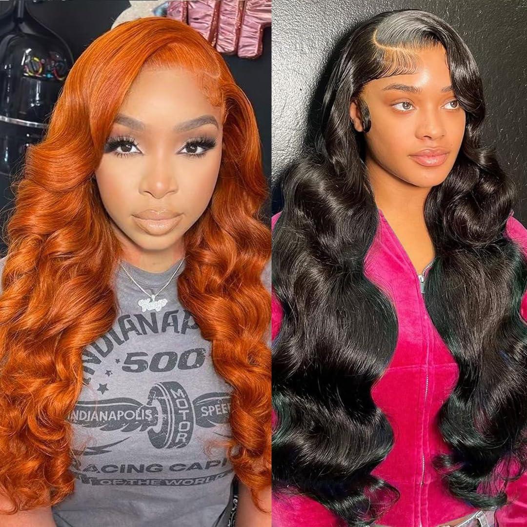 Daules Daules 26 Inch 136 Ginger Lace Front Wigs Human Hair Body Wave + 20 Inch 1B/27 Highlight Lace Front Wig Human Hair