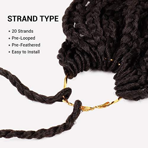 AU-THEN-TIC 20 Inch AU-THEN-TIC Wavy Box Braid Crochet Hair Goddess Box Braids Crochet Hair Crochet Box Braids Pre Stretched Synthetic Hair Extensions (20 Inch (Pack of 4), 2-Dark Brown)