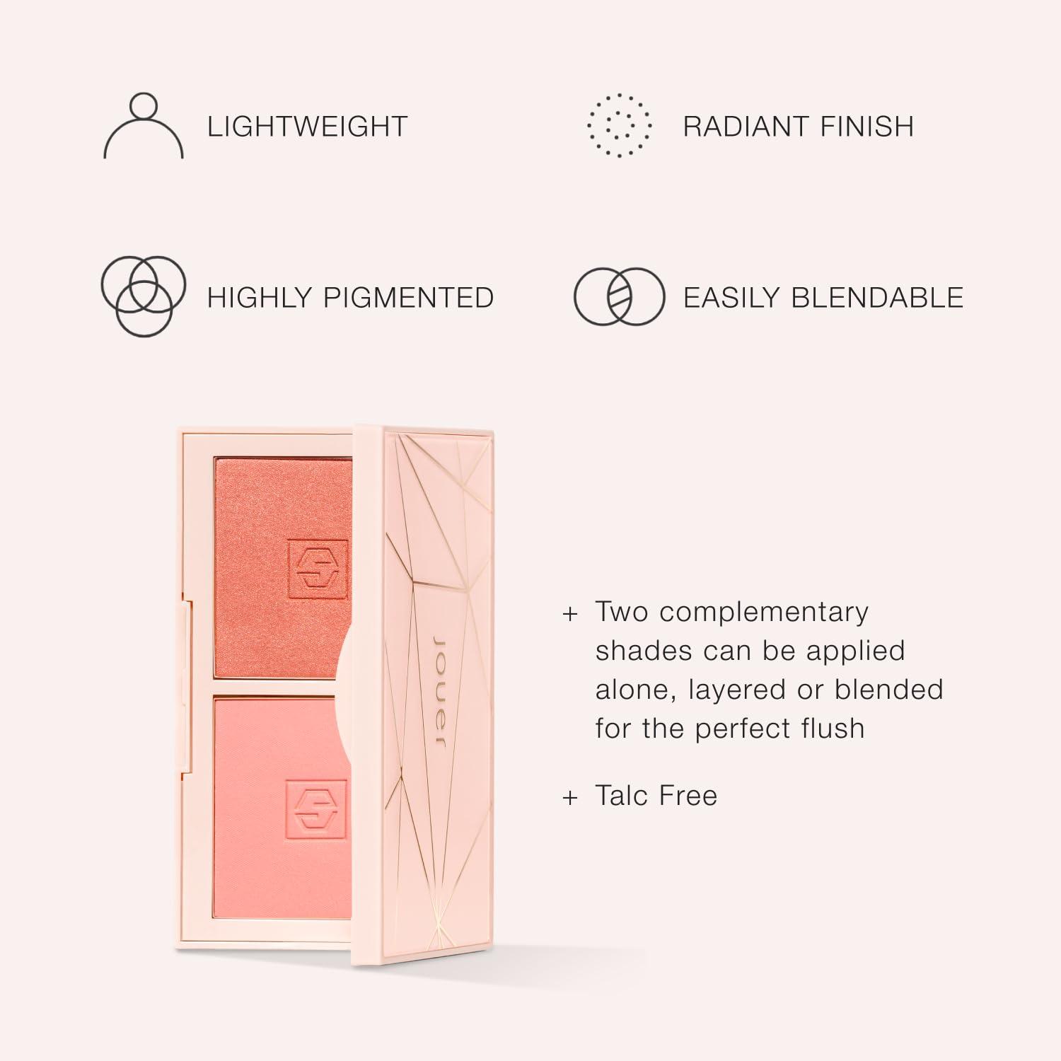 Jouer Jouer Blush Bouquet Duo Deluxe Mini 2 Shade Blush Palette High Pigment Powder Natural Flush Beauty Cosmetics Vitamin E Talc-Free Paraben, Gluten & Cruelty Free