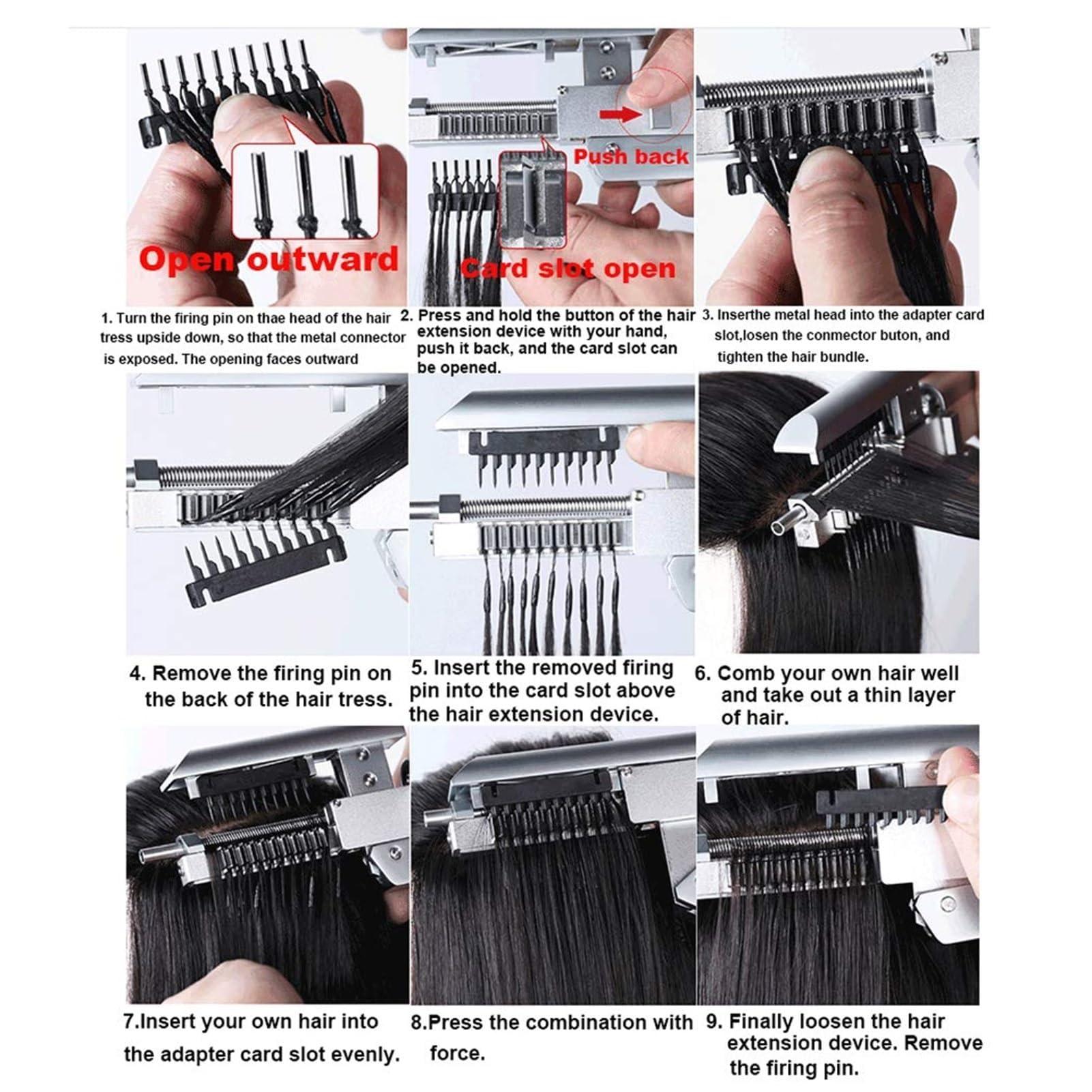 Generic 6D Hair Extensions Machine Kit - for Salon 100% Real Human Hair with Pliers/10-pin Invisible 6d Hair Extension with Pliers, Fast Installation and Removal, 1 Row 10 Bundles