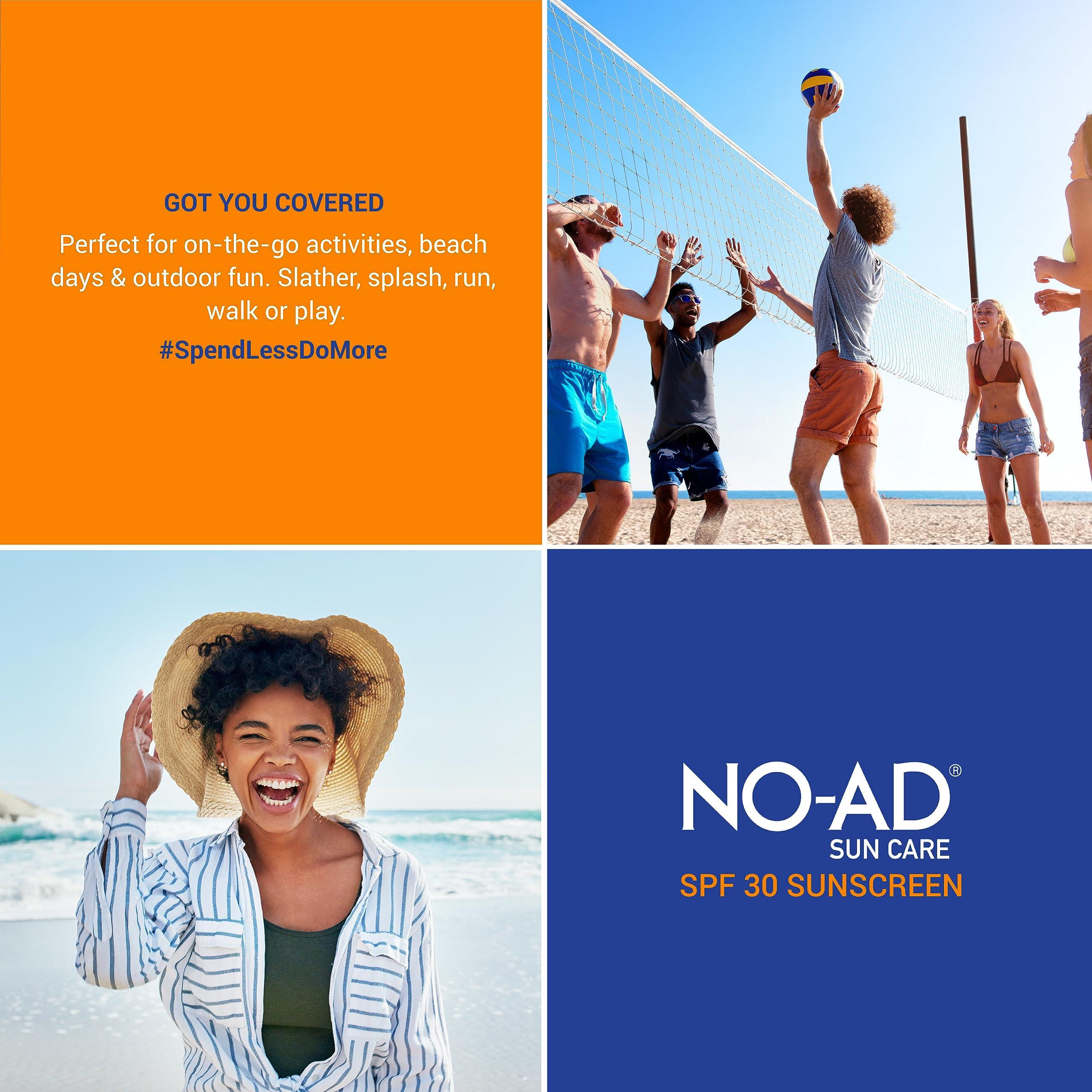 NO-AD NO-AD SPF 30 Sunscreen Lotion | Broad Spectrum UVA/UVB Protection | Water Resistant | Octinoxate & Oxybenzone Free with moisturizing Vitamin E and Aloe 16oz | Pack of 2