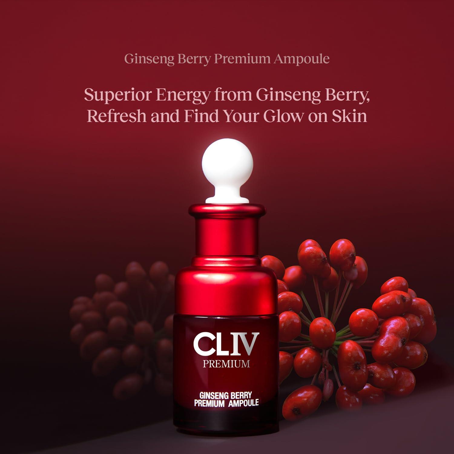 CLIV CLIV Ginseng Berry Premium Ampoule, Nourishing Facial Ampoule for Dry and Tired Skin, Healthy and Dewy Skin, Authentic Korean Skincare (Special Kit)