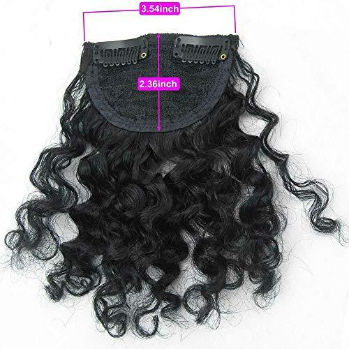 RemeeHi RemeeHi New Afro Curly Hair Bangs Can Be Hair Closure Chignons Puff Hair Extension 8" 23g Curly Hair Bangs With 2 Clips 1b# Natural Black