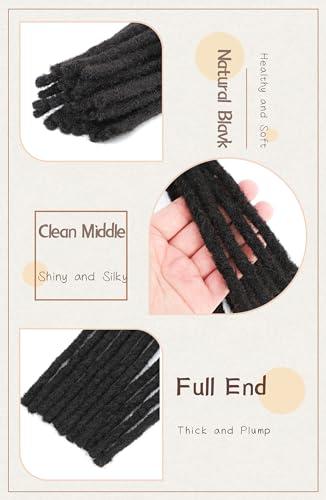 XIAULAU XIAULAU 8 Inch Loc Extensions Human Hair 20 Locs 0.8cm Thickness Human Hair Dreadlock Extensions Can Be Dyed Lock Extension Human Hair for Men/Women/Kids Natural Black