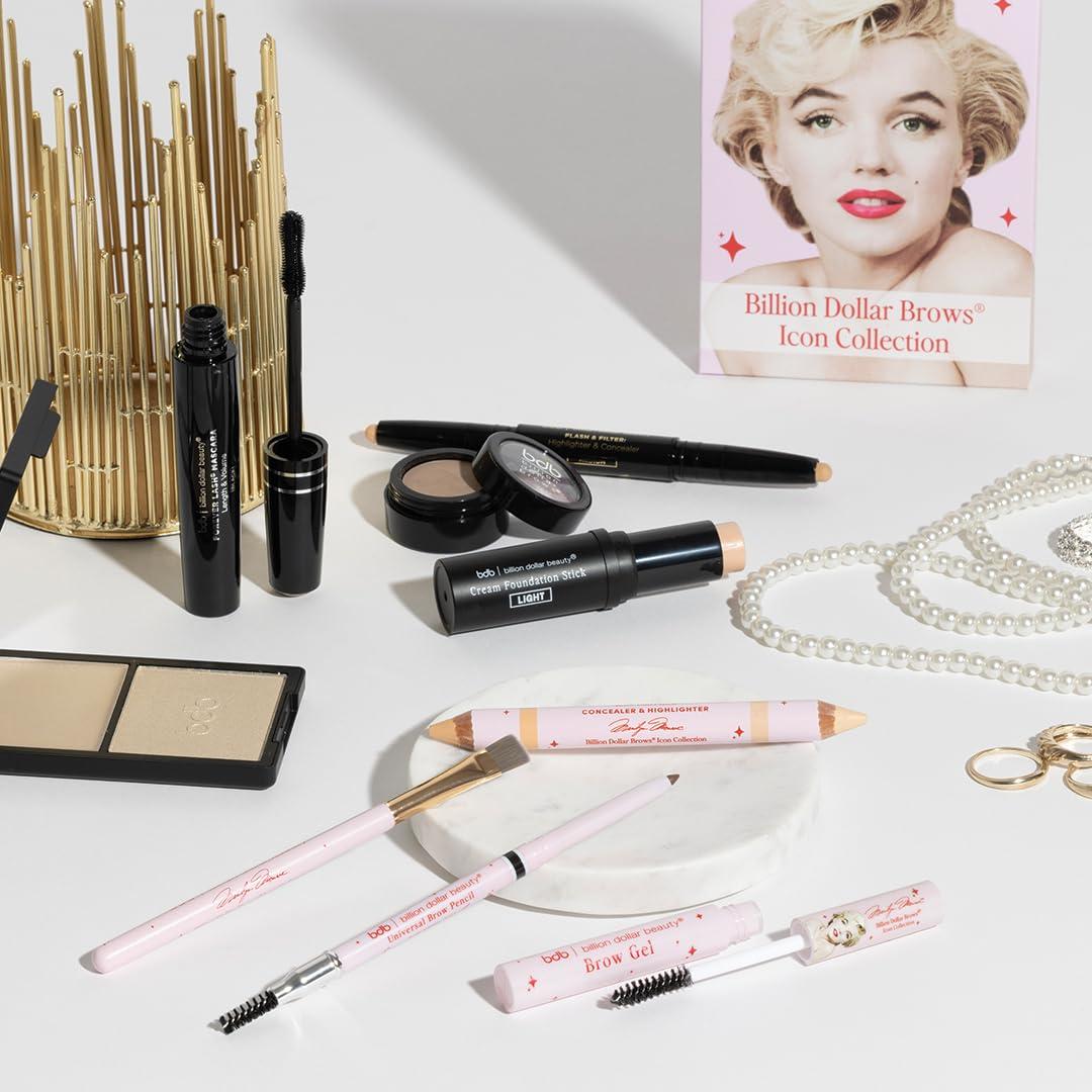 billion dollar brows Marilyn Monroe x Billion Dollar Brows Icon Collection Universal Brow Pencil, Clear Brow Gel, Duo Highlighter & Concealer, Charcoal-Infused Smudge Brush, Long-Lasting, Vegan & Cruelty-Free